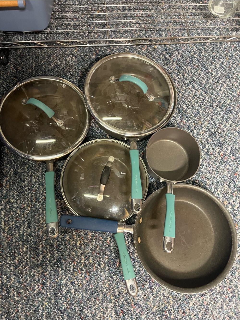 RACHEL Rachel Roy Aqua Handle Nonstick Cookware Set - Multi-Piece